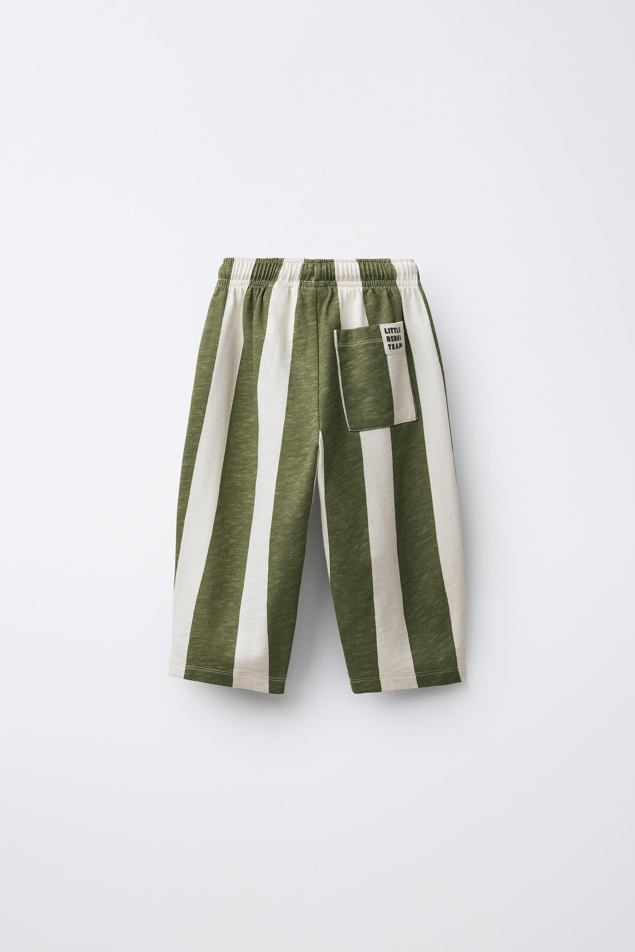 STRIPED STRAIGHT PLUSH PANTS
