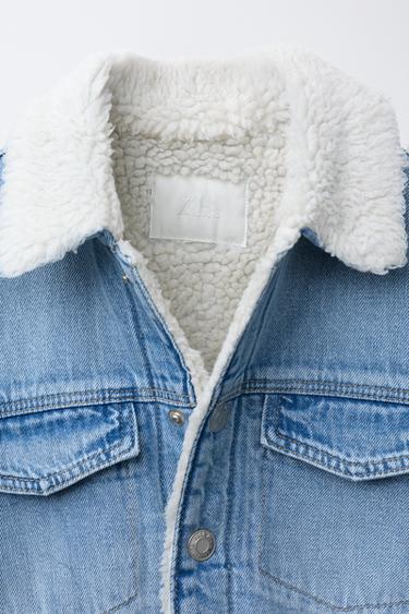 FAUX SHEARLING DENIM OVERSHIRT - Mid-blue by Zara - Image 6