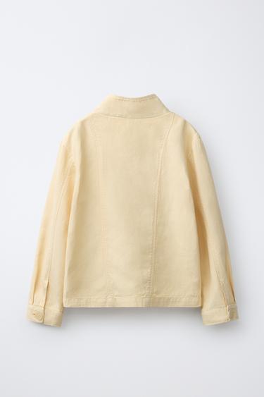 BLOUSON EN COTON ET LIN - Jaune clair de Zara - Image 1