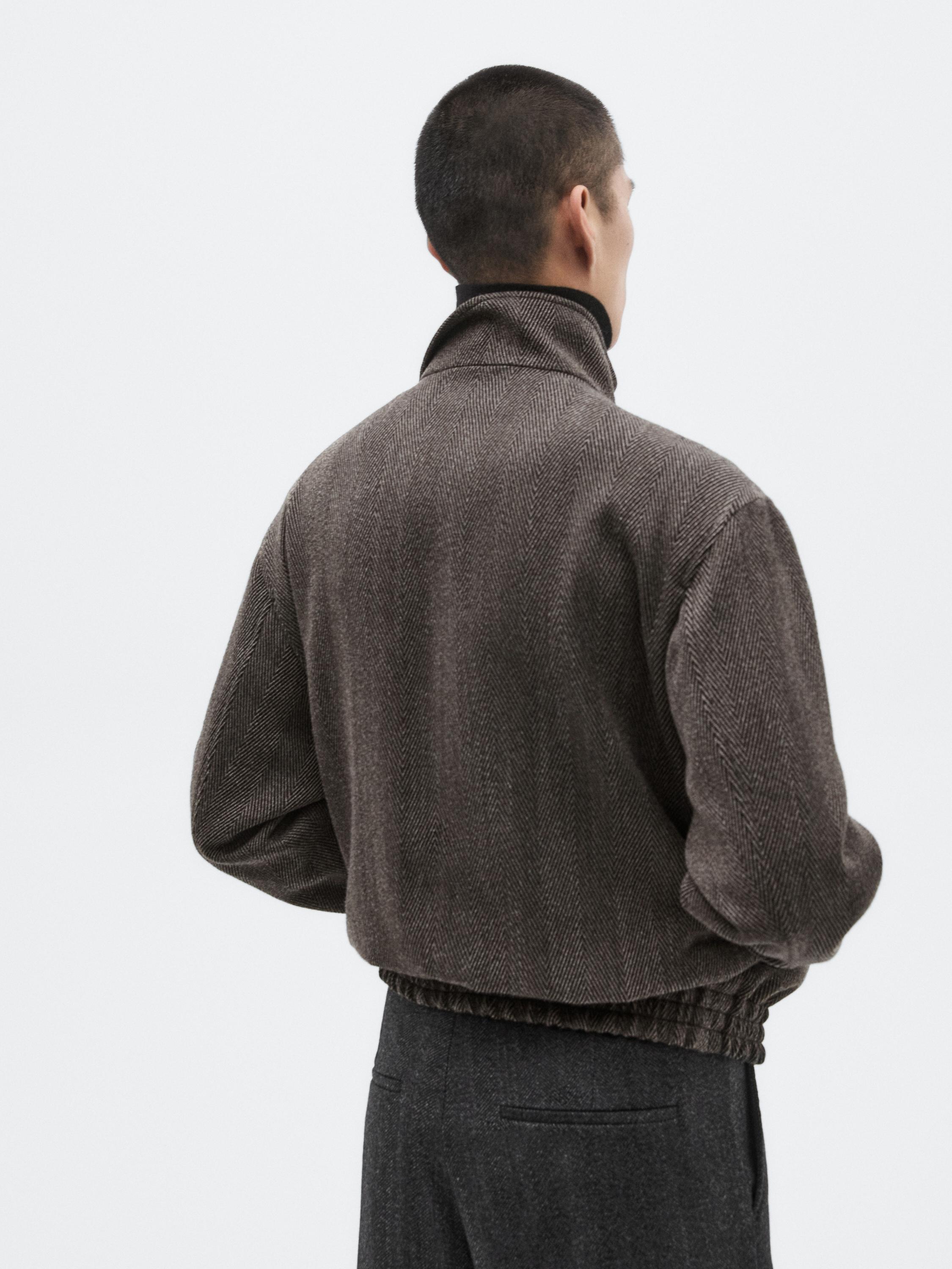 Wool blend herringbone bomber jacket - LIMITED