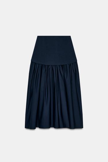 JUPE MI-LONGUE INTERLOCK BIMATIÈRE - Bleu marine de Zara - Image 4