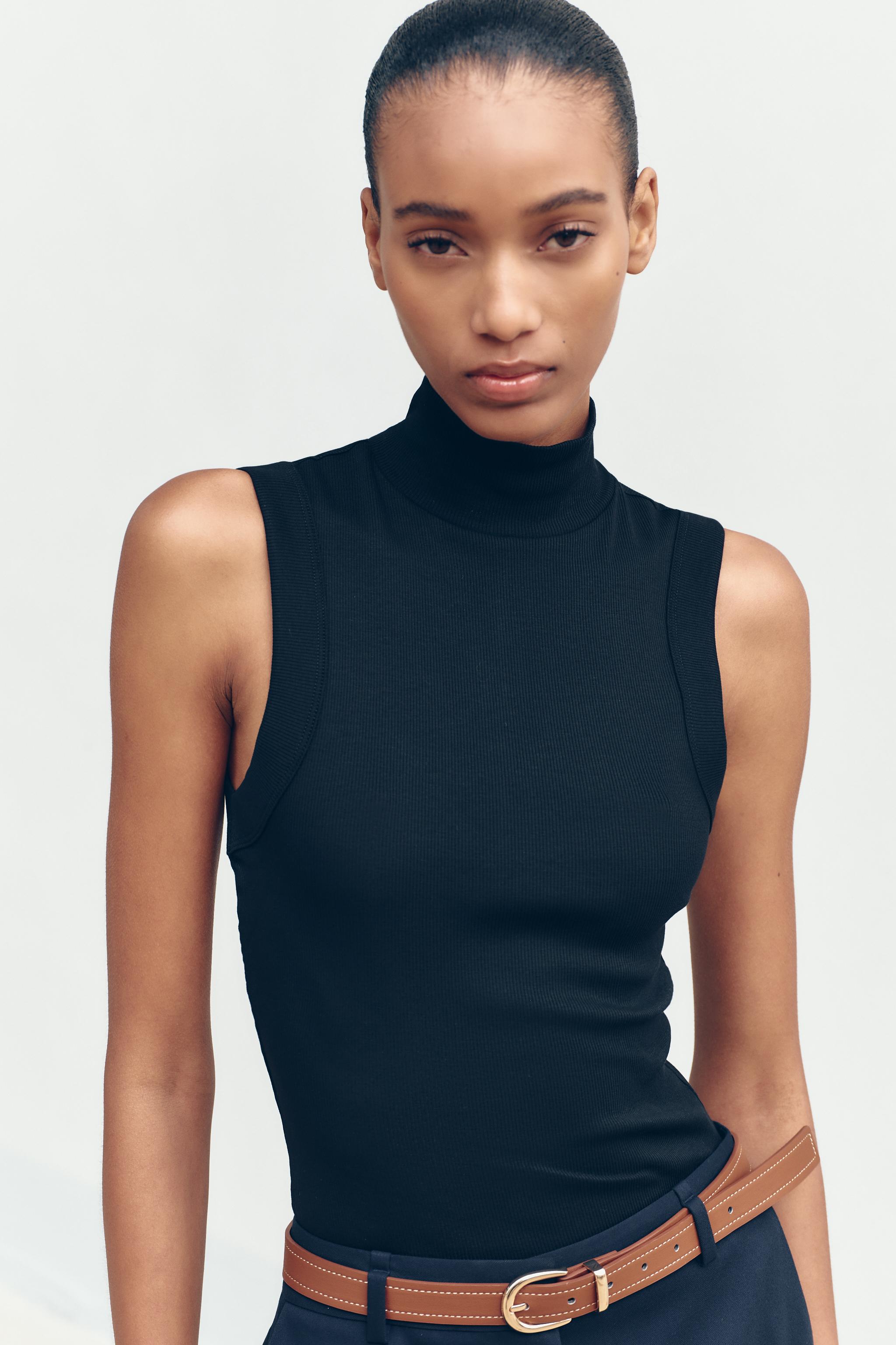 HIGH COLLAR TOP Black ZARA United States