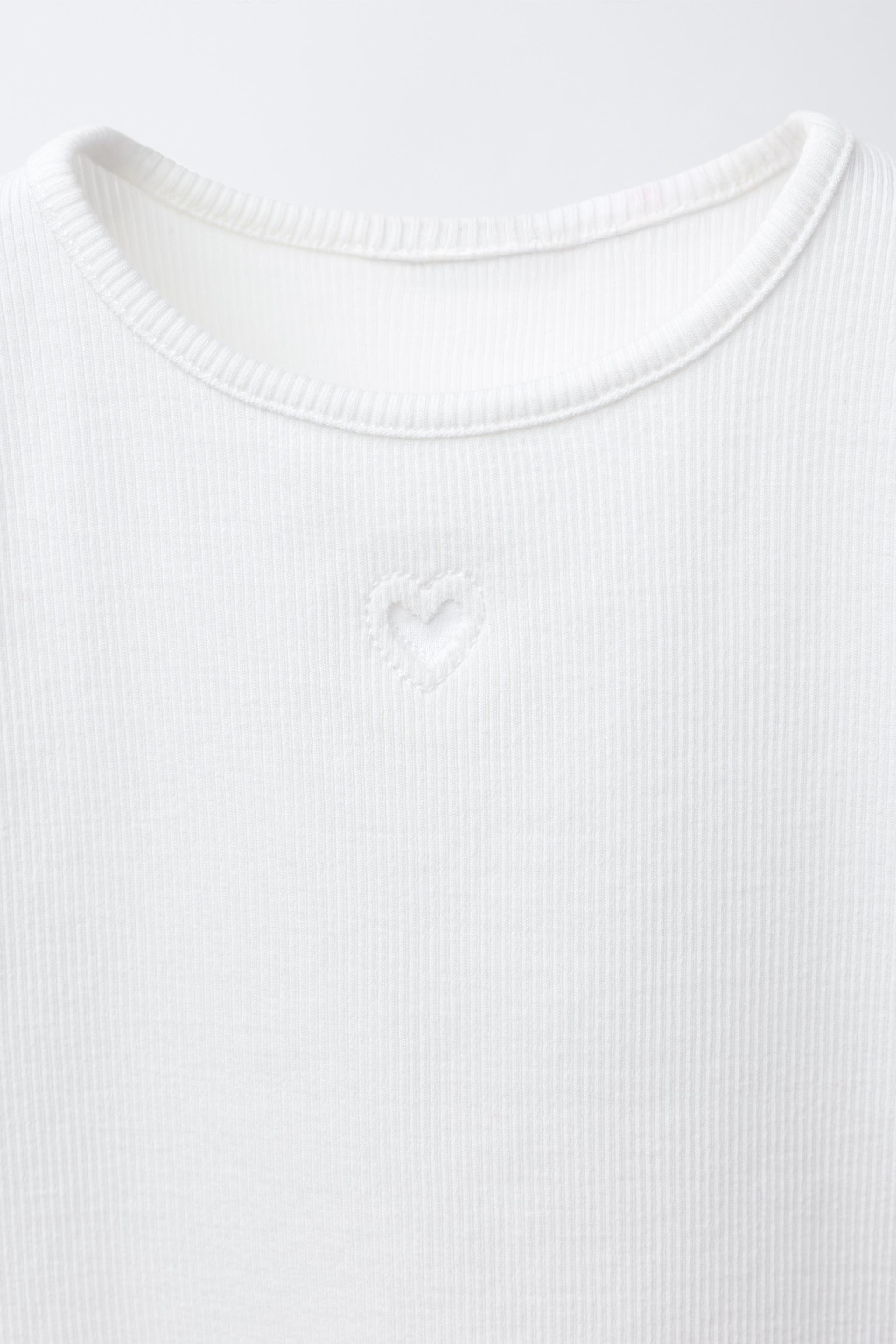 HEART CUT-OUT RIBBED T-SHIRT - Light lilac | ZARA Mexico