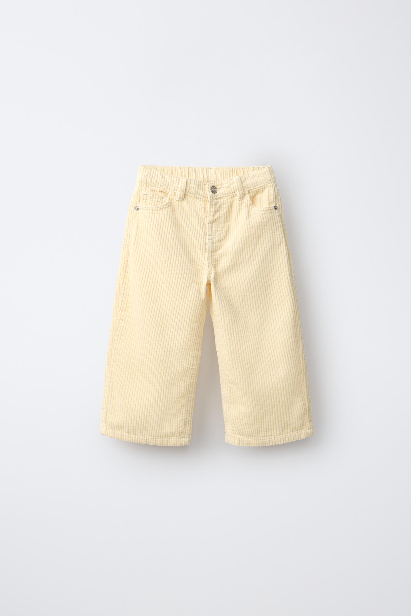 Детские брюки Zara Wide-Leg Corduroy, цвет: Сливочный — фото 2
