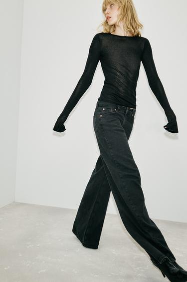 JEANS ZW COLLECTION WIDE LEG TIRO ALTO - Negro de Zara
