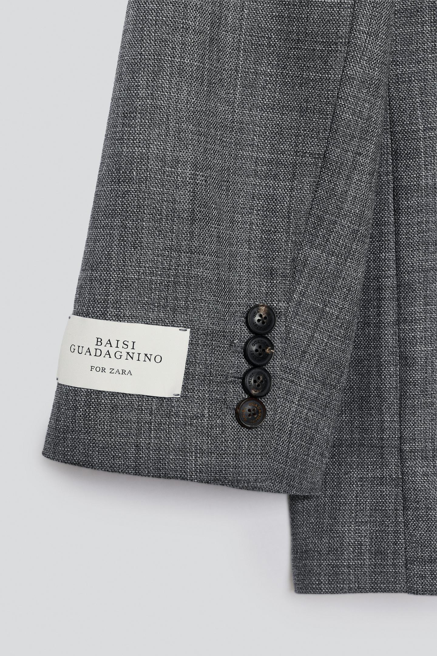 Мужской пиджак Zara 100% Wool Suit Blazer, цвет: Серый — фото 6