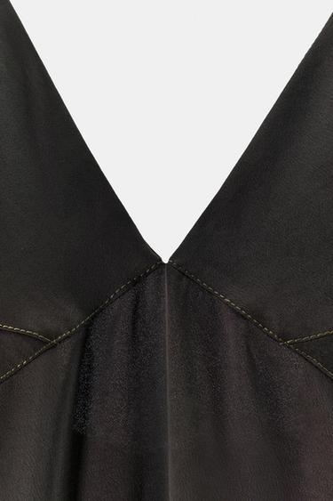 CONTRAST SEAM SATIN DRESS - Brown by Zara - Image 6