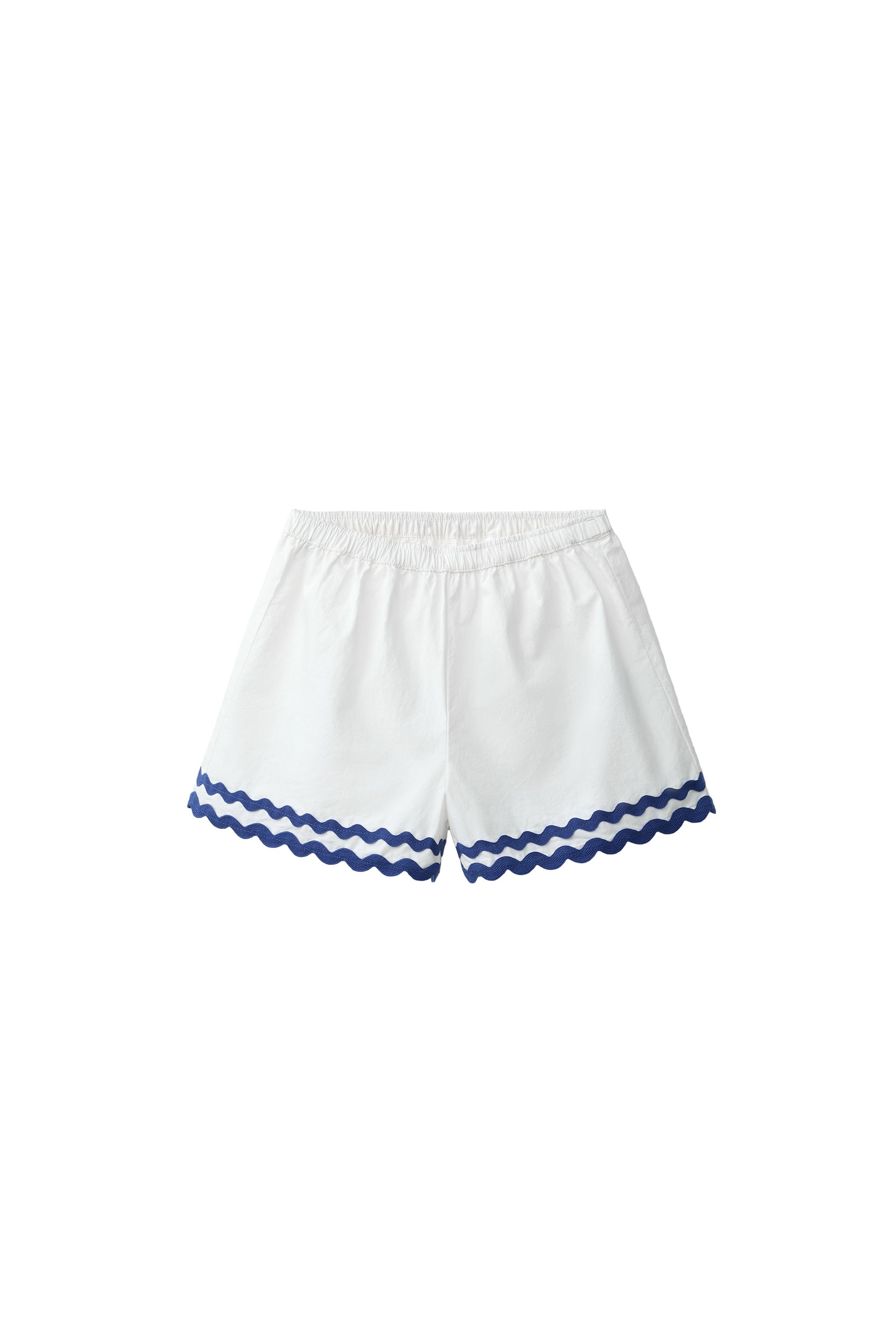 CASA LAWA X ZARA KIDS CONTRAST WAVY POPLIN SHORTS - White | ZARA