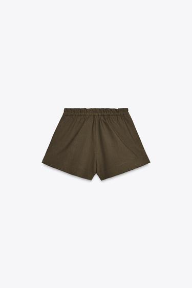 ZW COLLECTION COTTON SHORTS - Khaki by Zara - Image 4