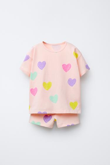 PRINT T-SHIRT AND BERMUDA SHORTS SET - Peach by Zara
