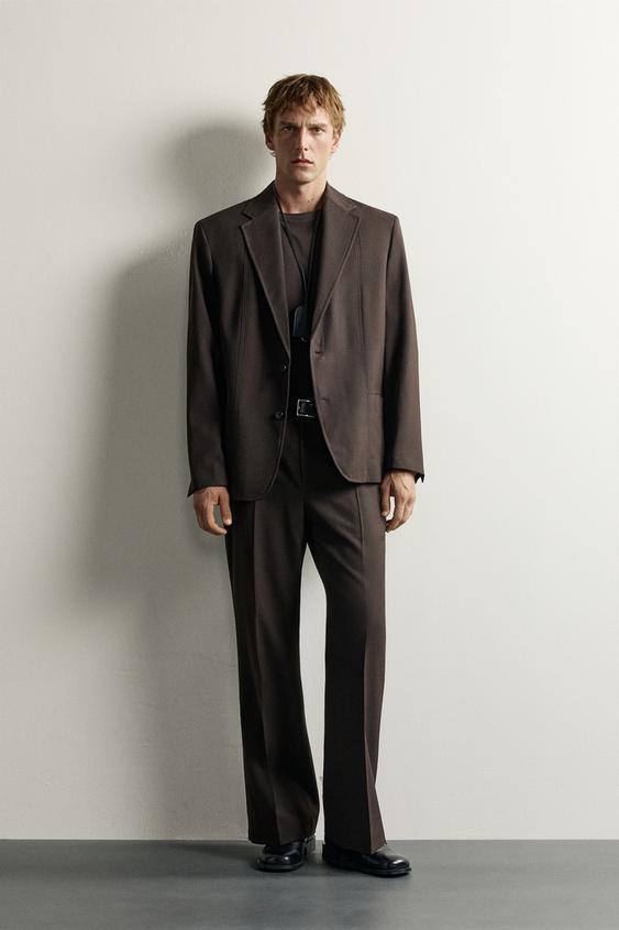 WOOL BLEND SUIT BLAZER - Brown by Zara - Image 0