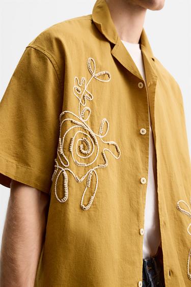 BEADED EMBROIDERY SHIRT - Mustard by Zara - Image 5