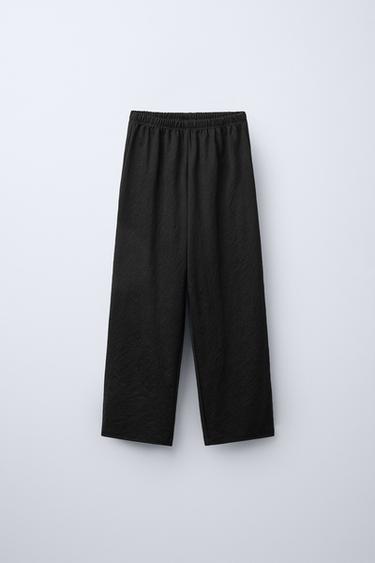 PANTALÓN RECTO PIQUÉ - Negro de Zara