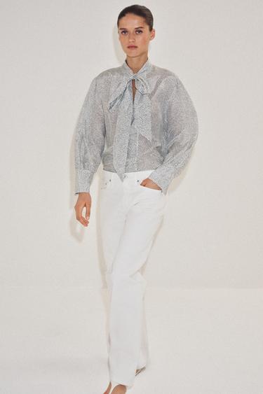 CHEMISE À NŒUD ET POIS ZW COLLECTION - Écru / Noir de Zara - Image 4