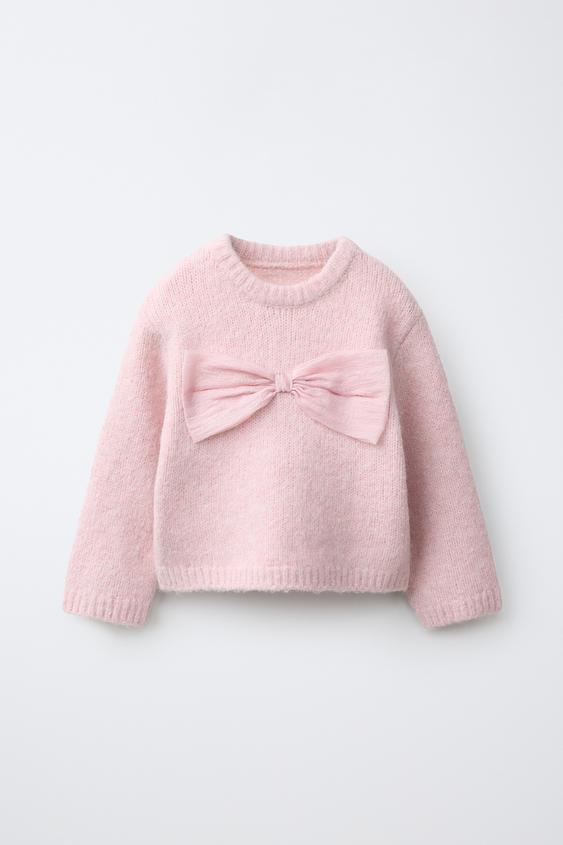 BOW KNIT JUMPER - Pink by Zara - Image 0