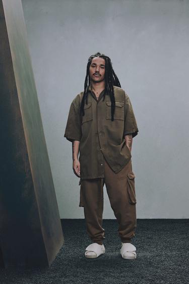 WASHED CANVAS OVERSHIRT X SR_A - Olive green by Zara - Image 3
