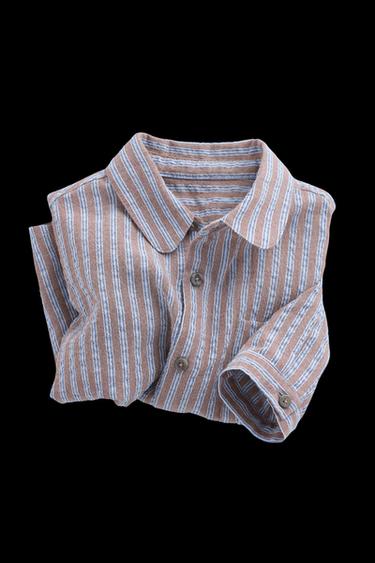 TIMELESZ - GESTREIFTES HEMD - Braunblau von Zara
