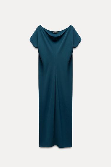 SPLÝVAVÉ ŠATY SE SKLADY - Modrá od Zara