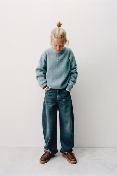 RIBBED KNIT SWEATER - Blue / Grey by Zara