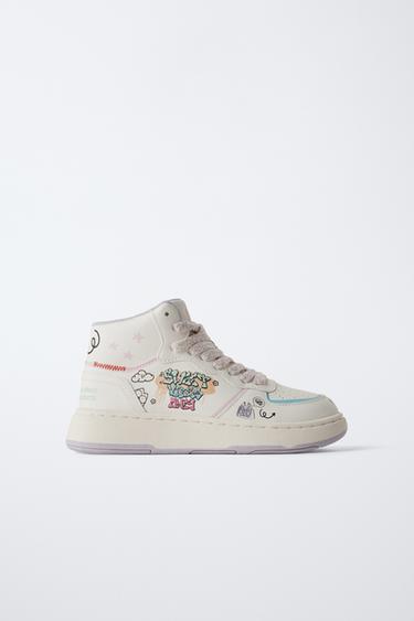 GRAFFITI HIGH-TOP SNEAKERS - White by Zara