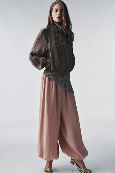ZW COLLECTION FLOWING GATHERED TROUSERS - Pink by Zara - Image 4