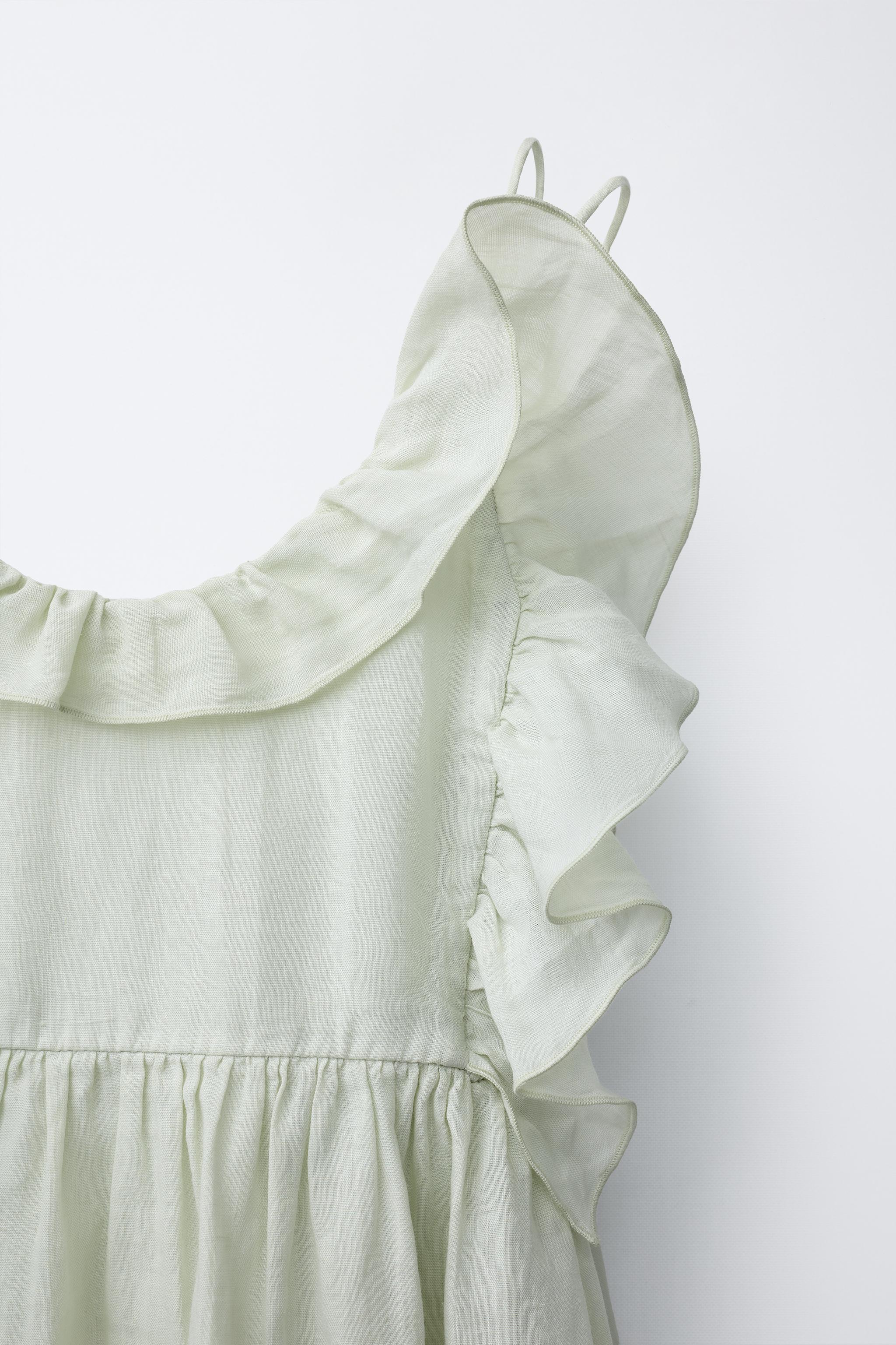 100% RAMIE RUFFLED DRESS