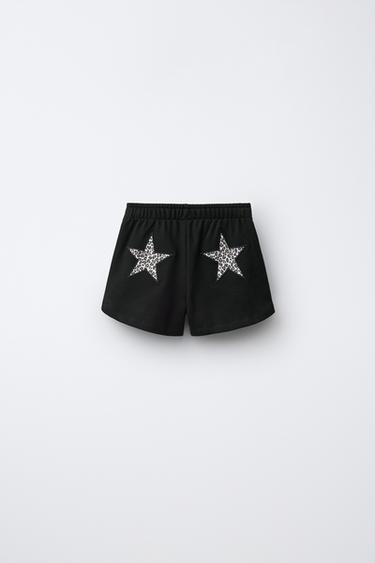 BERMUDA EN MOLLETON AVEC PIÈCE ÉTOILES - Noir de Zara - Image 1