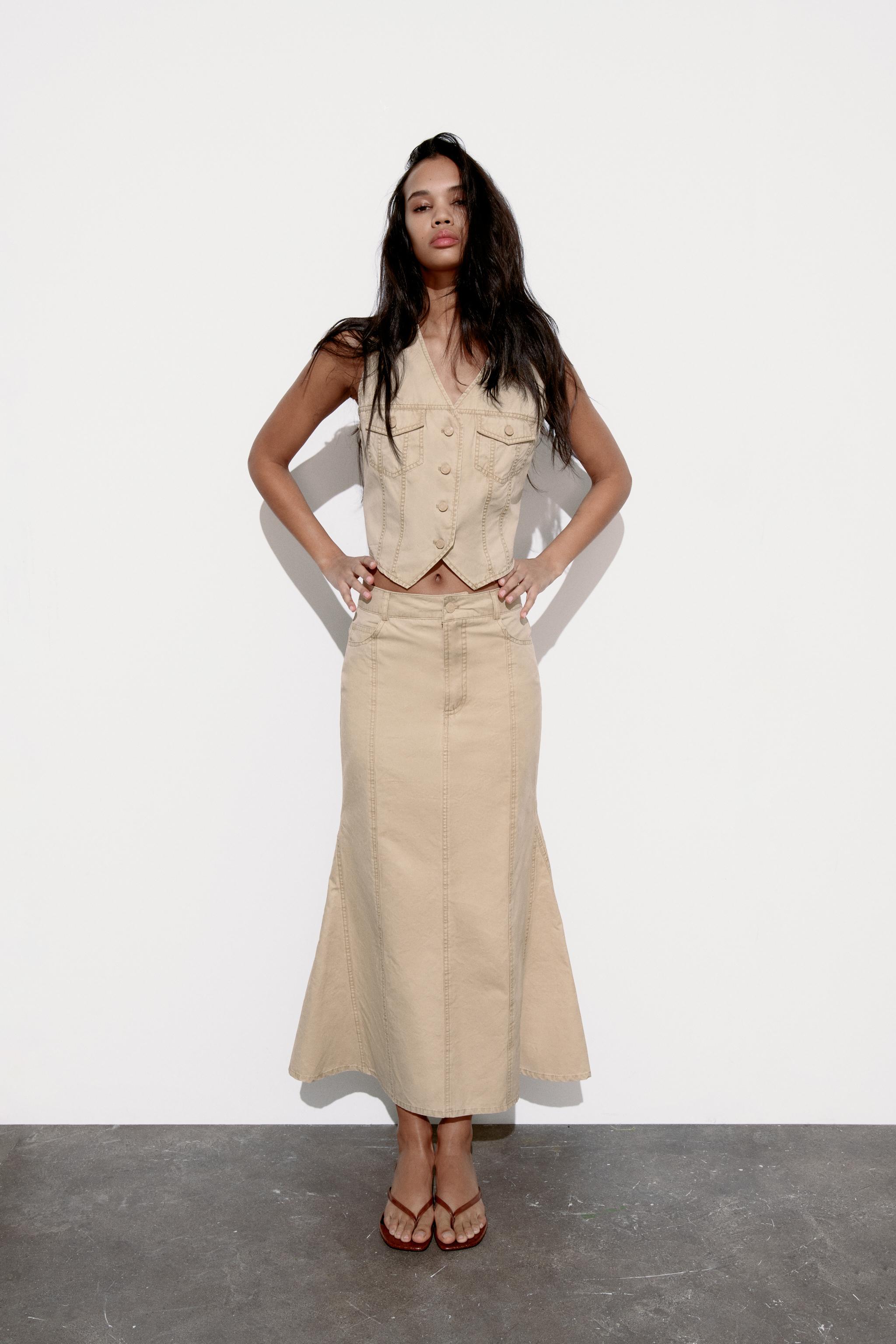 ZARA Limitless Contour Collection Skirt. M-L Color Brown