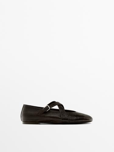Zara Ballet flats with criss-cross straps and buckle - Brown
