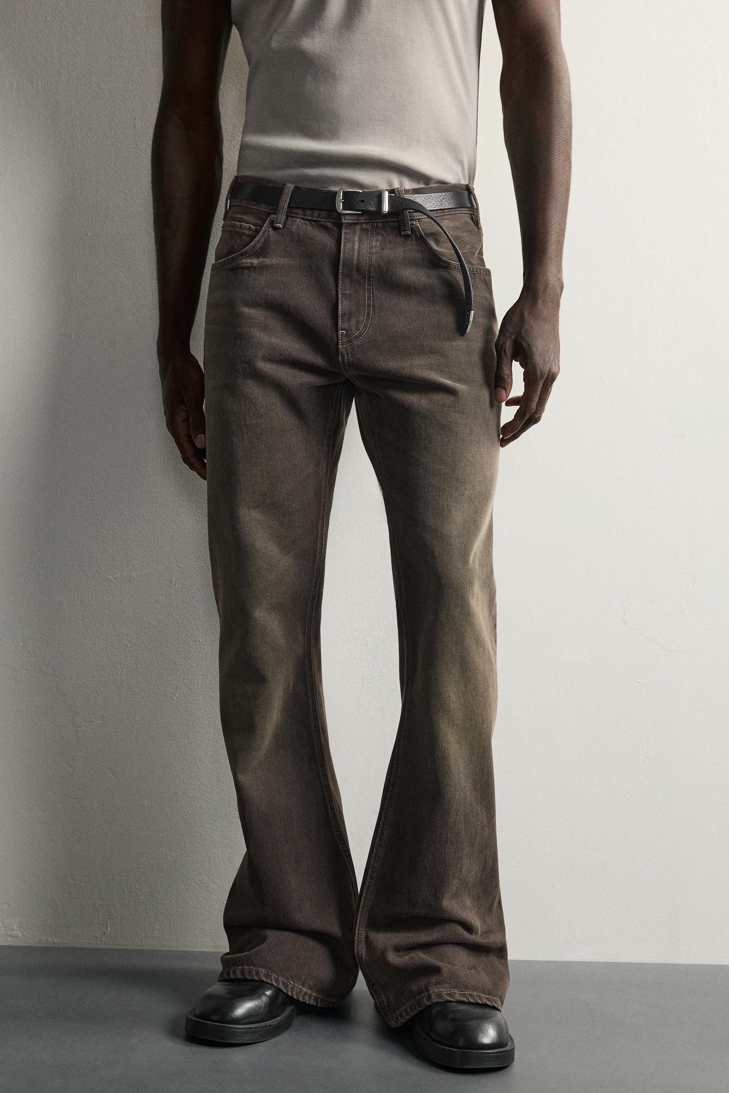 Мужские джинсы Zara Flare Fit, цвет: Коричневый — фото 6