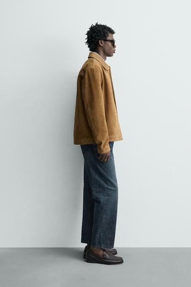 REGULAR FIT SUEDE LEATHER OVERSHIRT - Tobacco by Zara - Image 3