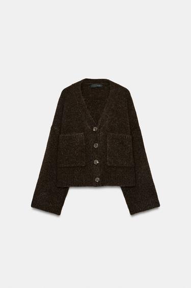 CHAQUETA PUNTO BOLSILLOS - Marrón de Zara - Imagen 0