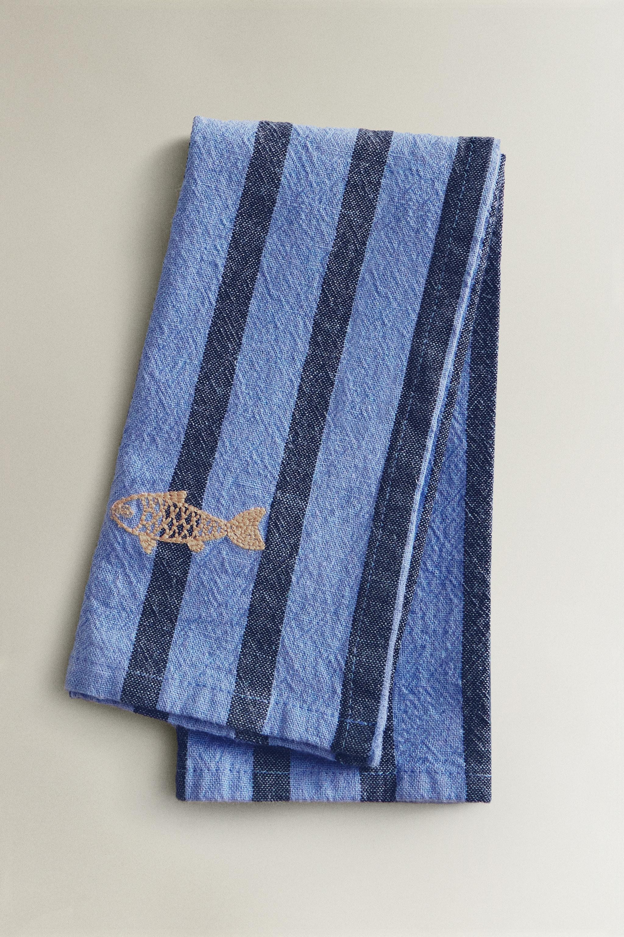LOT DE 2 SERVIETTES DE TABLE RAYURES FIL TEINTÉ