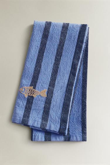 PACK OF STRIPED DYED THREAD NAPKINS (PACK OF 2) - Blue by Zara