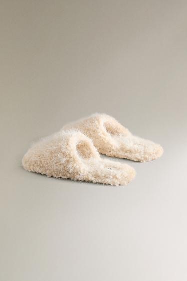 FAUX FUR MULE SLIPPERS - Beige by Zara - Image 3