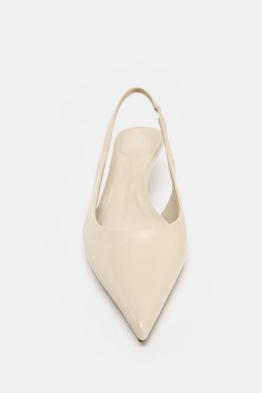 KITTEN HEEL SLINGBACK SHOES - Ecru White by Zara