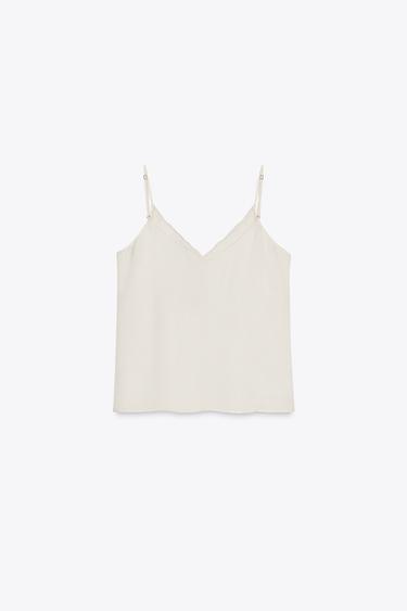 ZW COLLECTION LACE CAMISOLE TOP - Oyster-white by Zara - Image 3