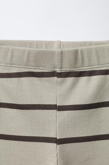 STRIPED RIBBED LEGGINGS - Light beige by Zara - Image 2