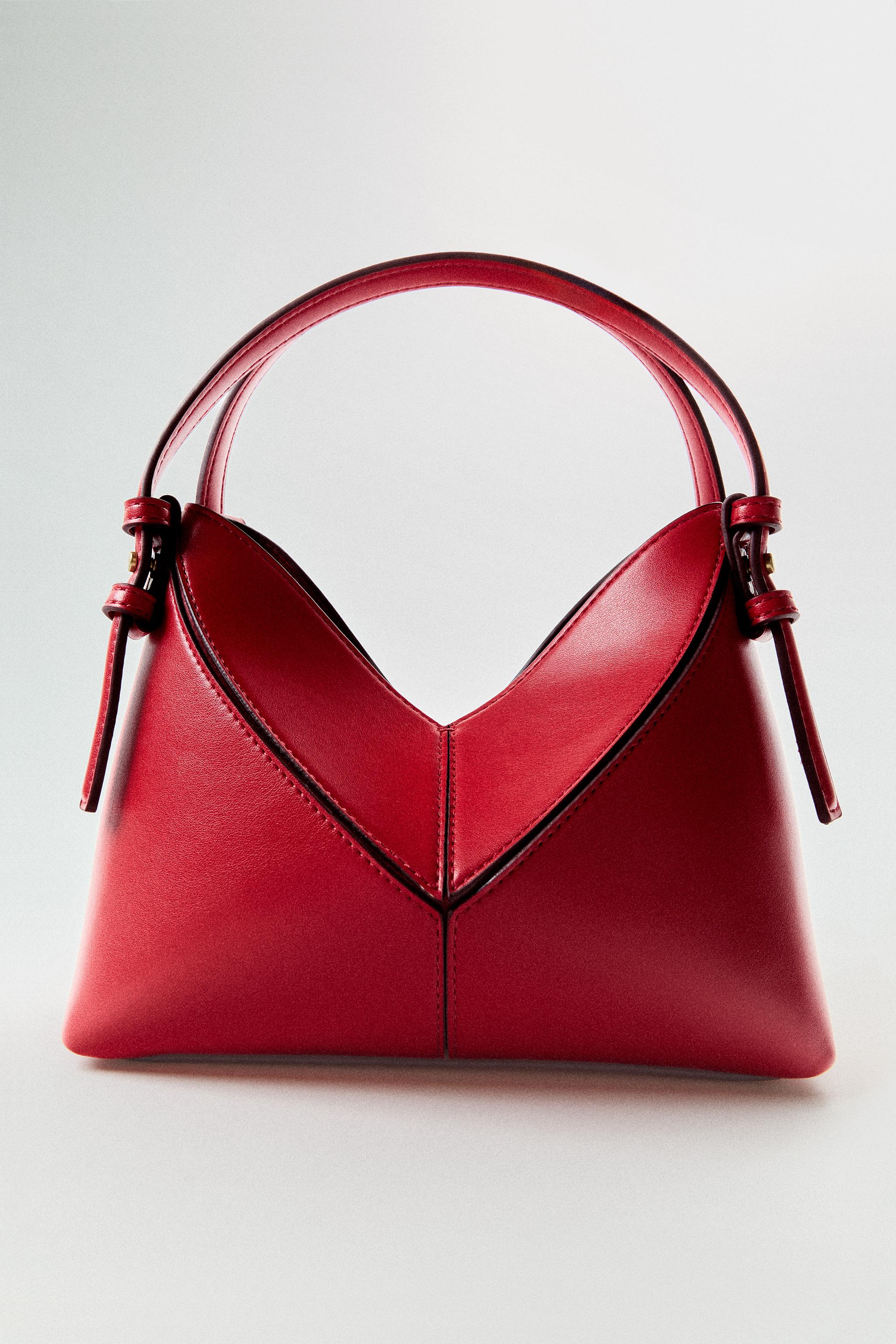 MINI SEAM DETAIL BUCKET BAG — Red
