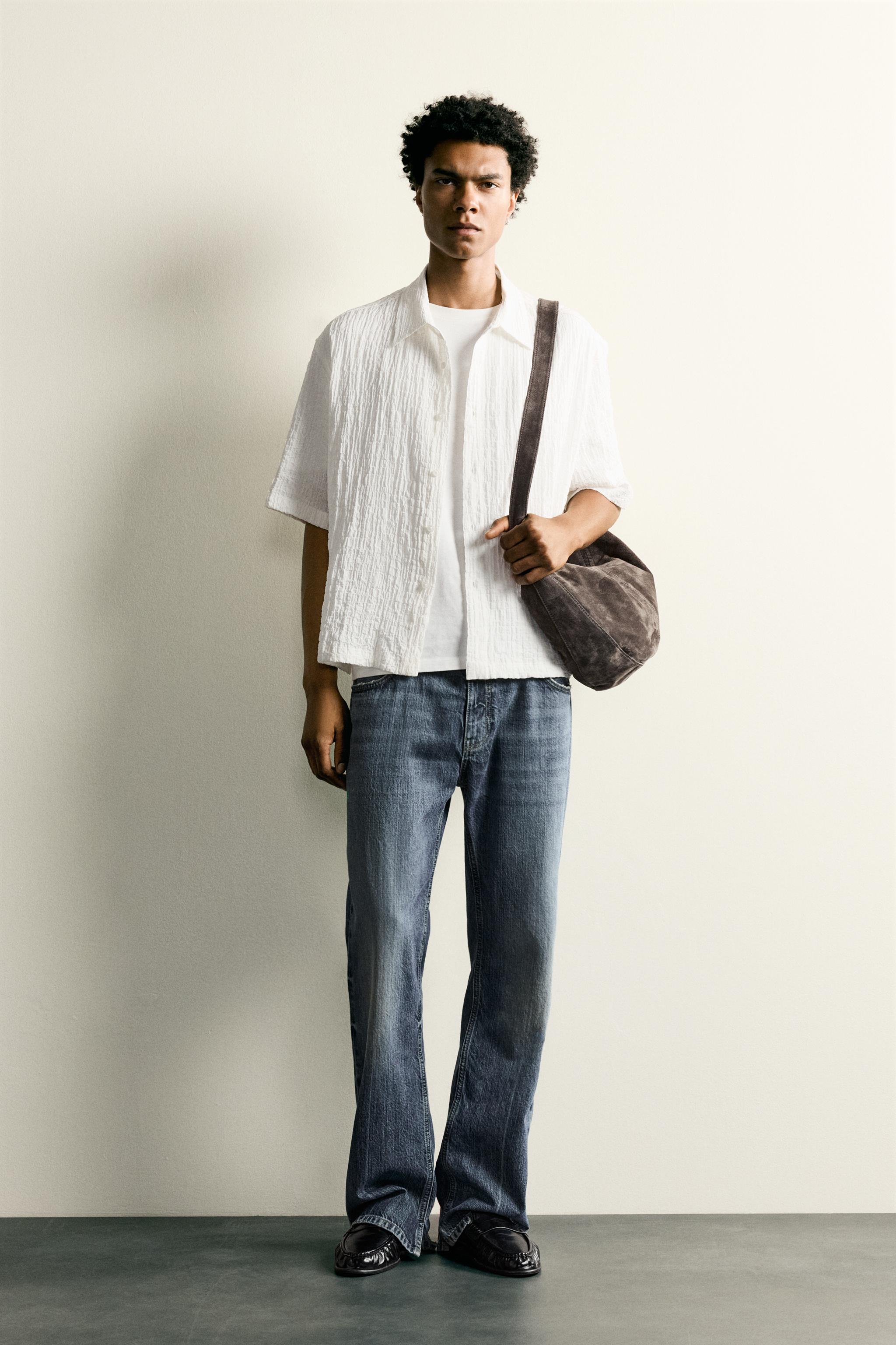 テクスチャー リラックスフィットシャツ - オフホワイト | ZARA Japan