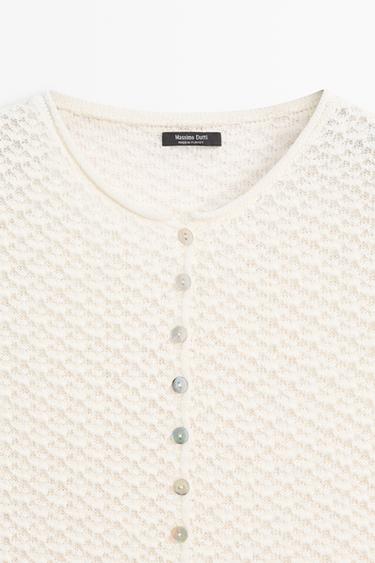 Crochet knit cardigan — Ecru 2