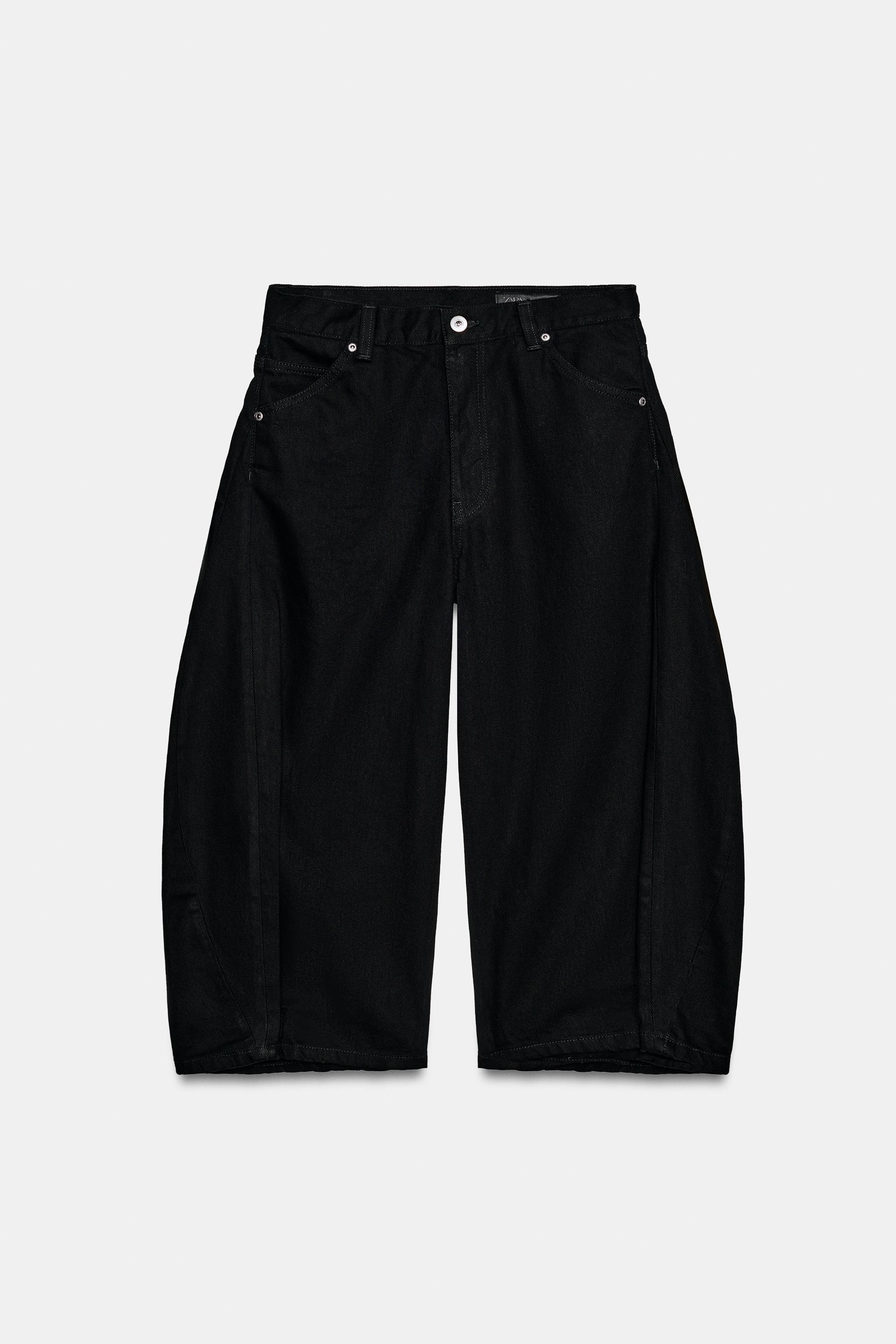 Zara ZW COLLECTION CARROT FIT ORTA BEL DENIM BERMUDA görsel 6