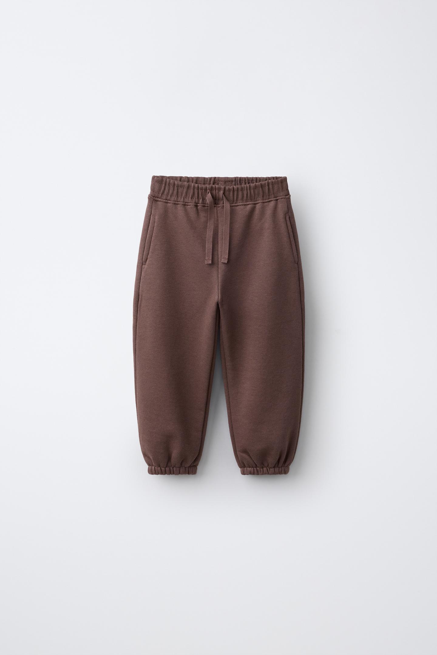 Детские брюки Zara Solid Jogger, цвет: Тёмный коричневый — фото 2