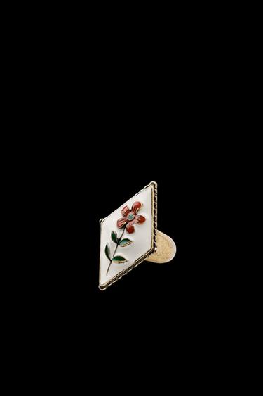 PACK 3 RINGE BLUMEN VOGEL - Altgold von Zara