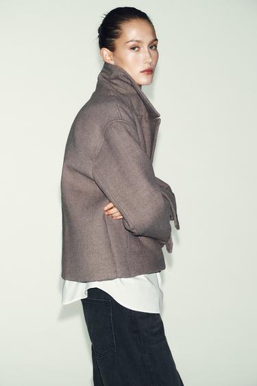 DOUBLE-BREASTED SHORT COAT - Mink by Zara - Image 2