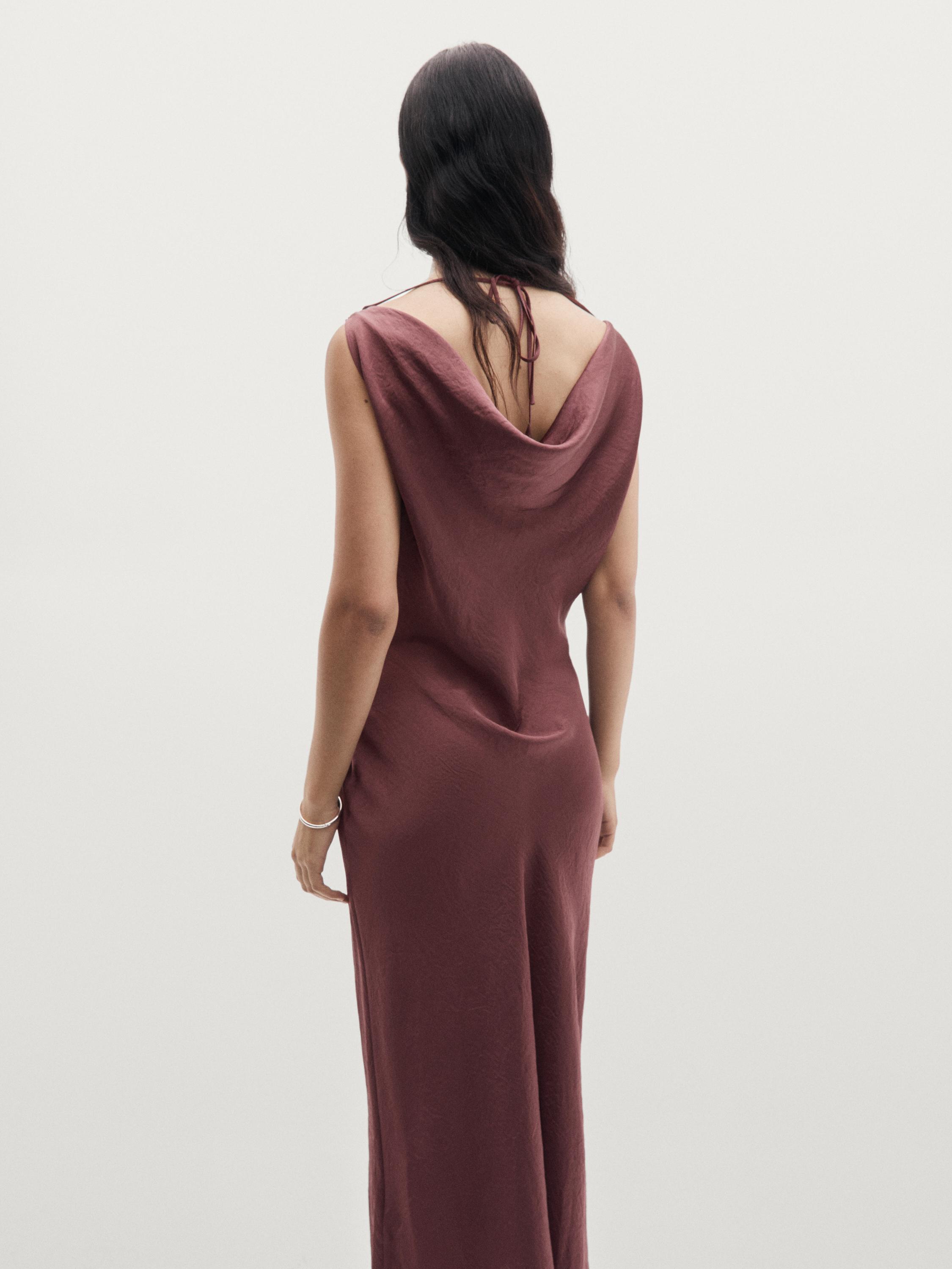 Long satin dress with back detail