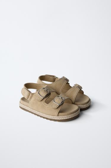 JUTE AND LEATHER SANDALS - Sand Brown by Zara - Image 1