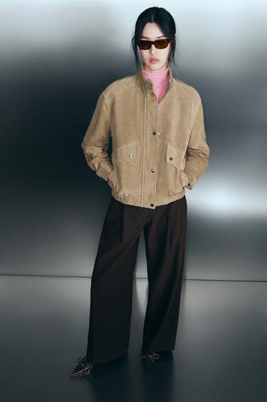 ZW COLLECTION CHECKED DARTED TROUSERS - Brown-Blue by Zara