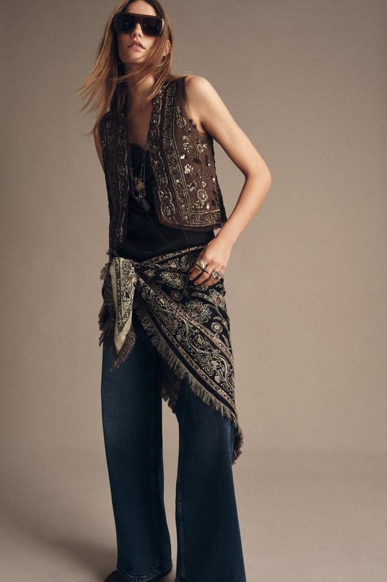 BEADED EMBROIDERED VEST ZW COLLECTION