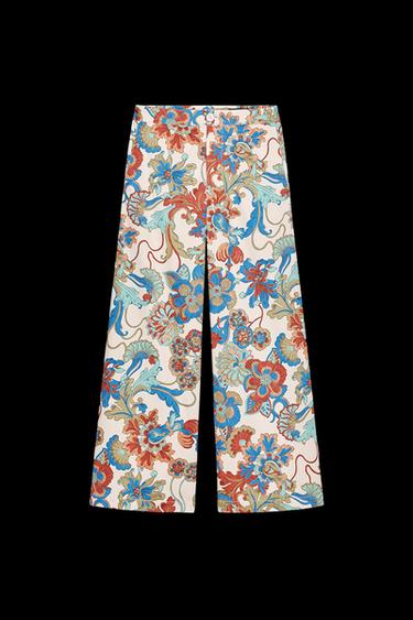 PANTALÓN MINI FLARE FLORES ZW COLLECTION - Multicolor de Zara - Imagen 0